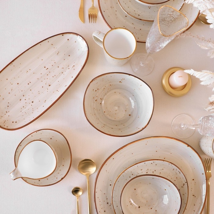 Блюдо фарфоровое овальное Magistro Mediterana, 33,5×17см, цвет бежевый Блюдо фарфоровое овальное Magistro Mediterana, 33,5×17см, цвет бежевый