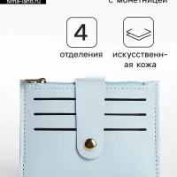 Картхолдер с монетницей на молнии, цвет голубой