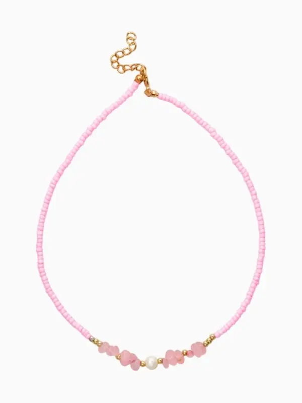 Чокер "Морской мир" крошка с жемчугом, бусины, цвет розовый  в золоте