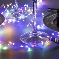 Гирлянда &laquo;Мишура&raquo; 1 м, роса, IP20, серебристая нить, 100 LED, 2 режима, от батареек АА&times;3, свечение мульти