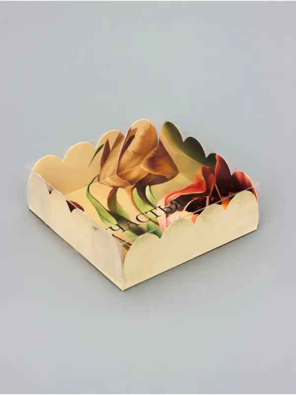 Коробка для печенья, «Тюльпаны», 9×9×3 см Коробка для печенья, «Тюльпаны», 9×9×3 см