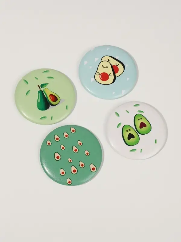 Зеркало карманное &laquo;Авокадо&raquo;, d=7.5 см, рисунок МИКС