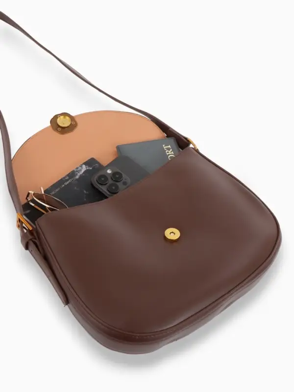 Сумка женская мессенджер TEXTURA на магните, с косметичкой, 28&times;4&times;20 см, коричневая