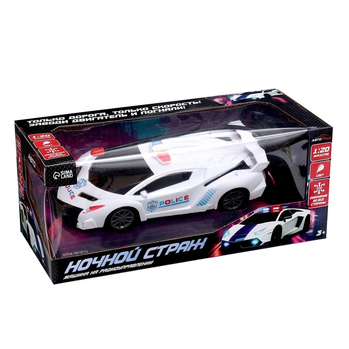 Машина радиоуправляемая «Ночной страж», 1:20, работает от батареек, цвет белый Машина радиоуправляемая «Ночной страж», 1:20, работает от батареек, цвет белый