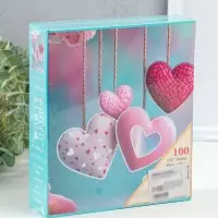 Фотоальбом на 100 фото 13х18 см "Сердца на веревочках" в коробке 5х18х20,5 см