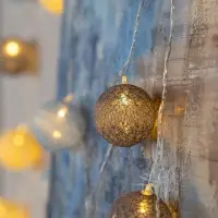 Гирлянда &laquo;Нить&raquo; 5 м с насадками &laquo;Клубки небесные&raquo;, IP20, прозрачная нить, 20 LED, свечение тёплое белое, 220 В