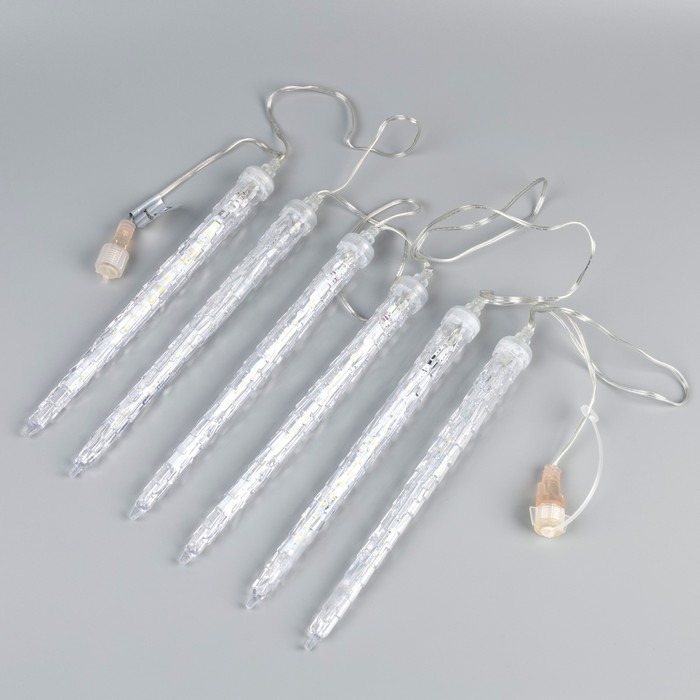 Гирлянда «Сосульки» 2.1 × 0.3 м, IP65, прозрачная нить, 216 LED, свечение белое с эффектом стекания, 24 В