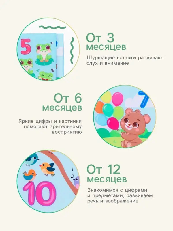 Книжка-шуршалка Крошка Я &laquo;Веселые цифры&raquo;, 12&times;12 см