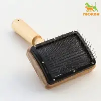 Щетка - пуходёрка &laquo;Премиум&raquo;, основание 80&times;60 мм, без капель, для длинношерстных животных, дерево