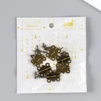 Петля для шкатулки (ключницы), металл, фигурная, под бронзу, набор 6 шт., 1.5&times;2.1 см