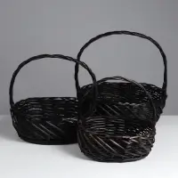 Набор корзин плетёных, овальные 3 шт., 44&times;36 см, Н14 см, Н с ручкой 42 см, дно 38&times;29 см38&times;30&times;13Hх37HHх33&times;24B