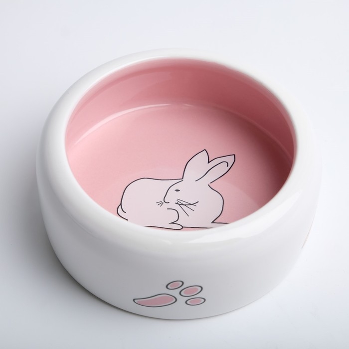 Миска керамическая  Миска керамическая "Заяц" 200 мл, 11 x 4,6 cм, белая/розовая