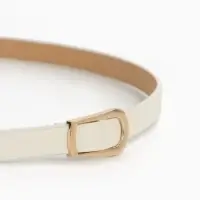 Ремень женский тонкий, 110&times;1.2 см, пряжка металл, золотистая, белый