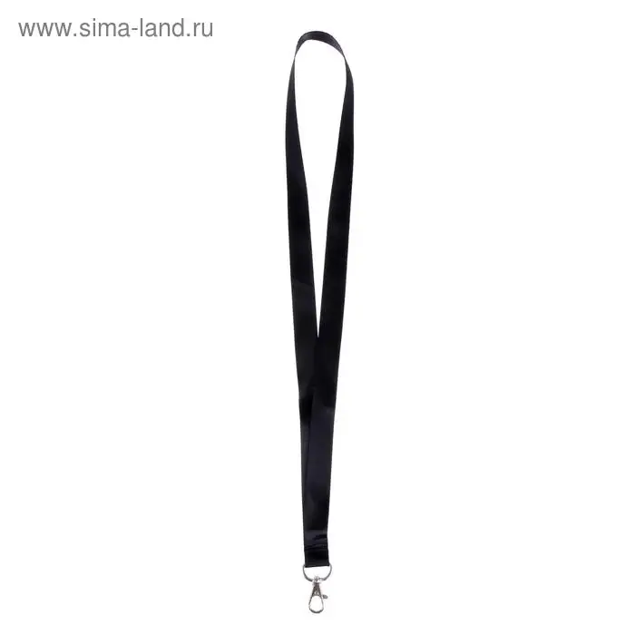 Лента для бейджа, ширина - 20 мм, длина - 90 см с металлическим карабином, черная Лента для бейджа, ширина - 20 мм, длина - 90 см с металлическим карабином, черная