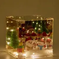 Ночник - зеркало 3D акрил &laquo;Дед Мороз и ёлочка&raquo; 12&times;12&times;12 см
