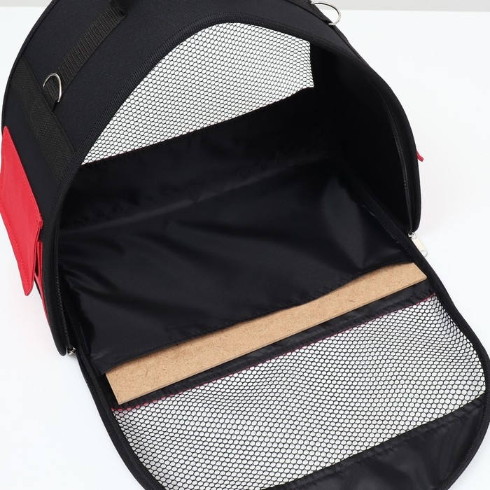 Сумка - переноска для животных, полукруглая с карманоми ПВХ, 37 х 18 х 25 см, красная Сумка - переноска для животных, полукруглая с карманоми ПВХ, 37 х 18 х 25 см, красная