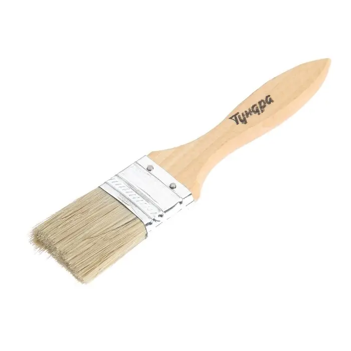 Кисть плоская ТУНДРА, смешанная щетина, деревянная рукоятка, 1.5 Кисть плоская ТУНДРА, смешанная щетина, деревянная рукоятка, 1.5", 38 мм