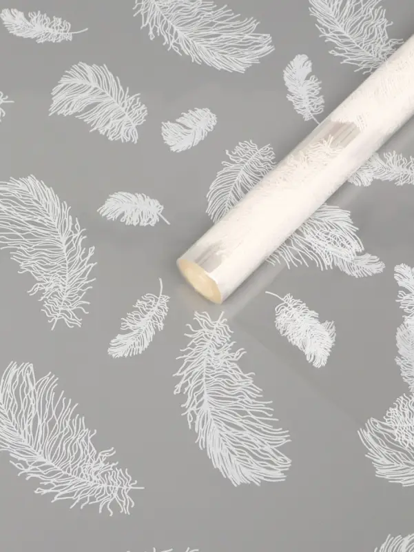 Плёнка для цветов &laquo;Перышки&raquo;, прозрачная/белая, 0.6&times;9.3&plusmn;5% м, 40 мкм, 200 г