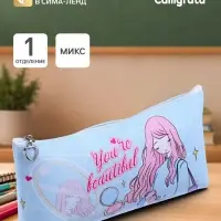 Пенал школьный Calligrata &laquo;Красотка&raquo;, на молнии, 1 отделение, МИКС