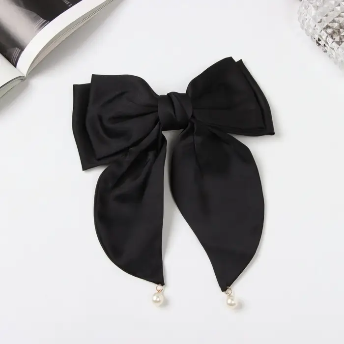 Заколка - автомат для волос QF &laquo;Джулия&raquo;, двойной бант, 18&times;15 см, чёрная