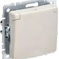 BRITE Розетка с заземлением с защитными шторками и крышкой 16А IP20 РСбш10-3-БрКр бежевый