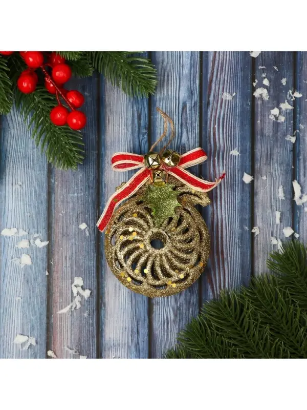 Ёлочная игрушка &laquo;Шар ажурный&raquo; 8&times;10 см, золото