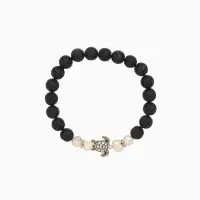 Браслет "Черепашка" жемчуг, лава, длина 18 см