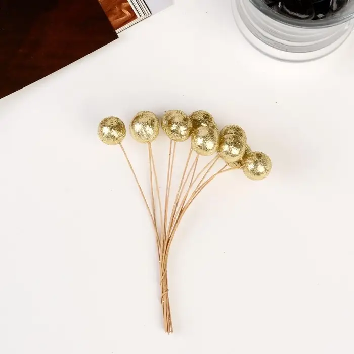 Декор для творчества Декор для творчества "Блестящие шарики" (1 набор=1 букет) в букете 12 шт МИКС 10х1х1 см