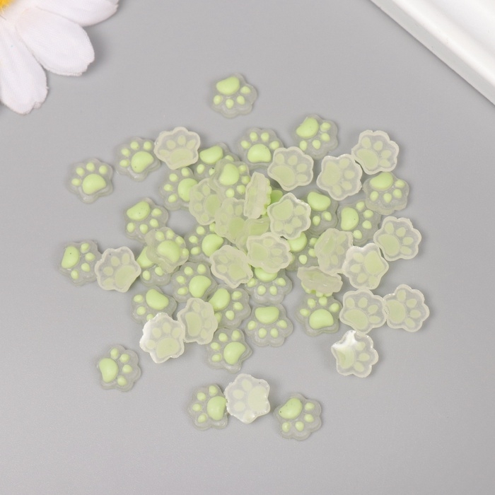 Декор для творчества акрил Декор для творчества акрил "Лапка" зелёный светится в темноте, меняет цвет от у/ф набор 50 шт 0,8х0,