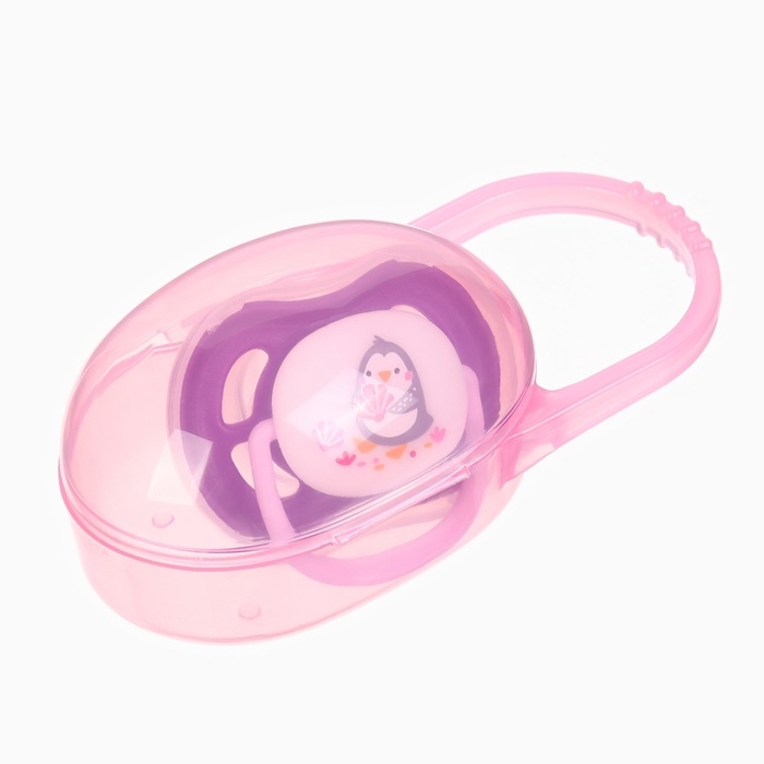 Соска - пустышка анатомическая Крошка Я  Соска - пустышка анатомическая Крошка Я "Для девочки" от 6 мес., 2 шт., держатель 1 шт. + контейнер