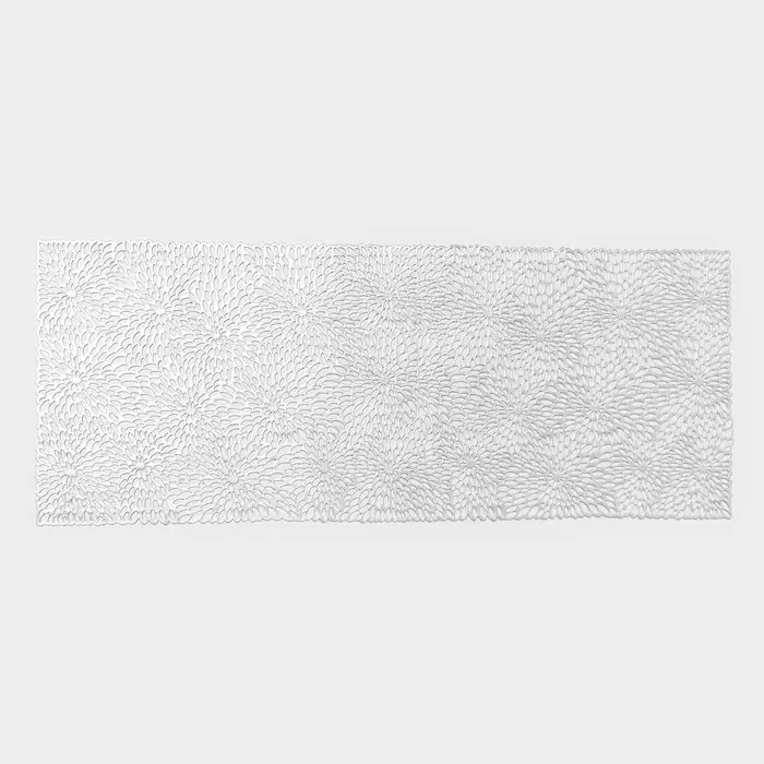 Дорожка на стол Доляна &laquo;Астры&raquo;, 89&times;35 см, серебряная