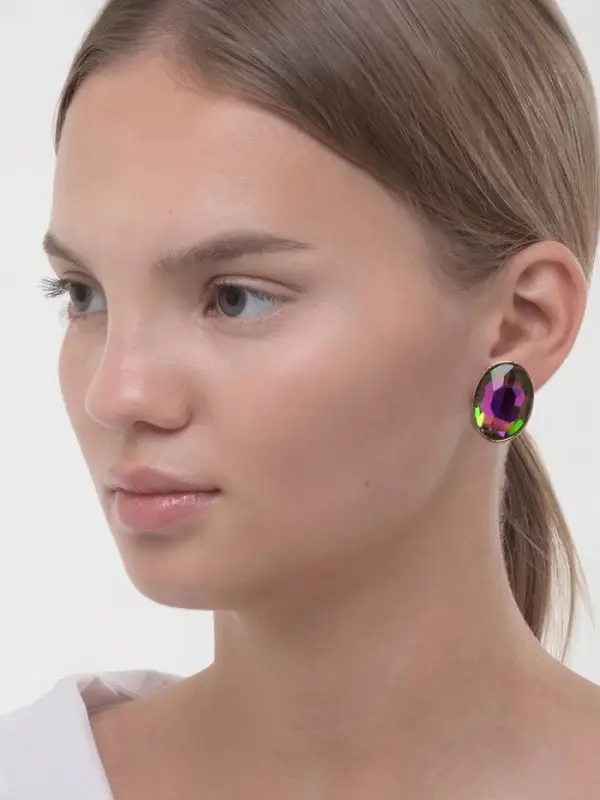 Серьги клипсы для ушей QF &laquo;Овал&raquo;, цвет золото, разноцветные