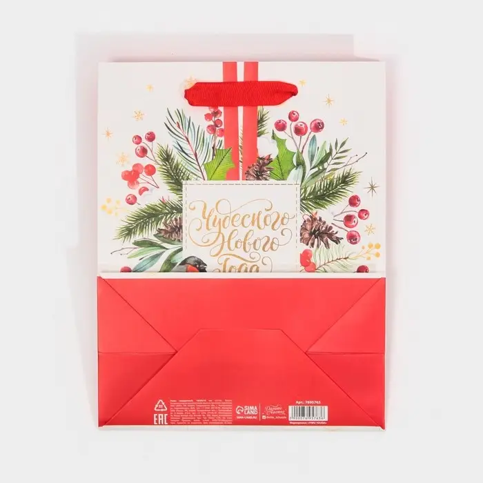 Пакет подарочный новогодний ламинированный «Чудесного Нового Года», MS 18 х 23 х 10 см