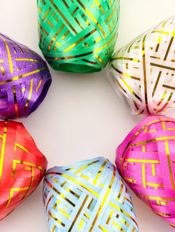 Лента упаковочная, с полосой, микс, 0.5 см &times; 10 м, набор 6 шт.