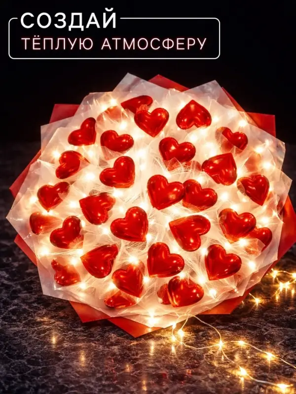 Букет из сердечек, светящийся, набор для творчества, 35 шт.