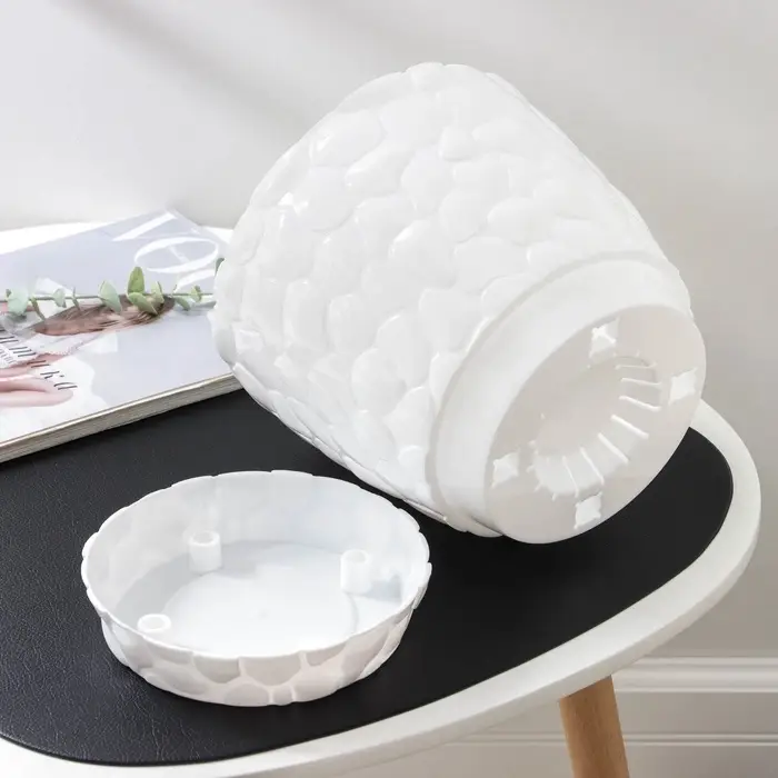 Горшок для цветов с поддоном IDEA &laquo;Камни&raquo;, 4.8 л, пластик, белый