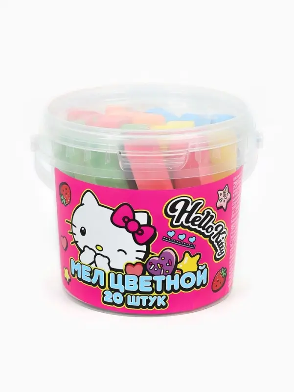 Мел цветной Hello Kitty, 20 шт. в ведерке