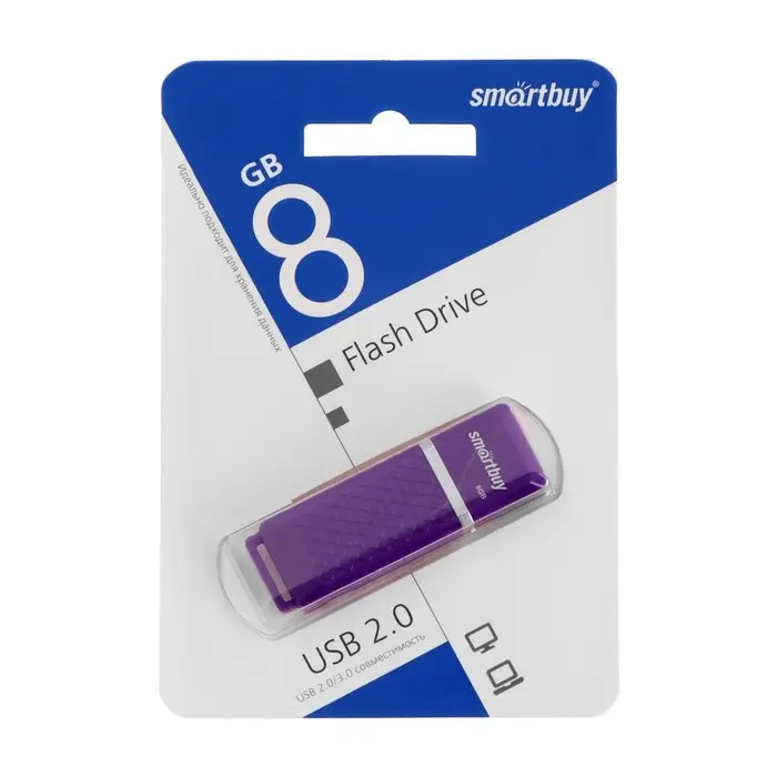 Флешка Smartbuy Quartz series Violet, 8 Гб, USB 2.0,чт до 25 Мб/с,зап до 15 Мб/с, фиолетовая Флешка Smartbuy Quartz series Violet, 8 Гб, USB 2.0,чт до 25 Мб/с,зап до 15 Мб/с, фиолетовая