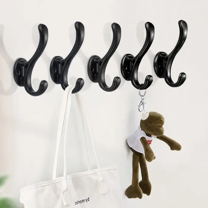 Крючок мебельный CAPPIO WAVE, двухрожковый, цвет черный, 4 шт.