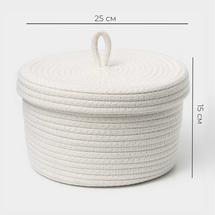 Корзина для хранения плетёная ручной работы LaDо́m «Бэлл», 25×25×15 см, цвет белый Корзина для хранения плетёная ручной работы LaDо́m «Бэлл», 25×25×15 см, цвет белый
