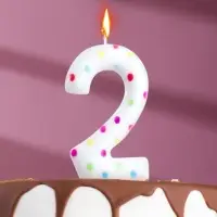 Свеча в торт на день рождения &laquo;Цифра 2 &raquo;, 9 см