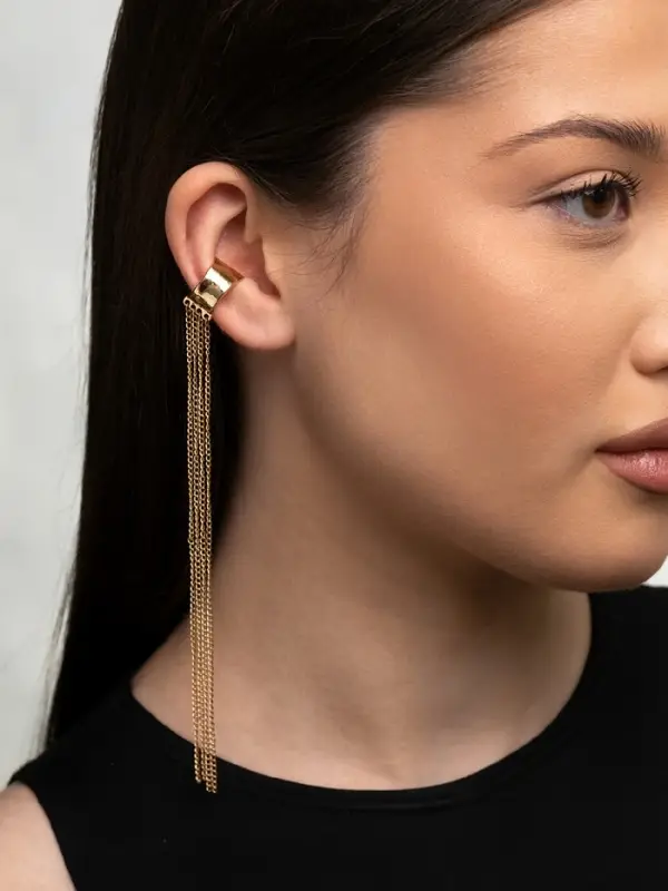 Серьга кафф &laquo;4 Цепочки&raquo;, цвет золото