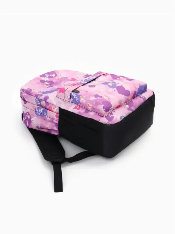 Рюкзак школьный на молнии, с карманами, с рисунком, размер 30&times;13&times;42 см, сиреневый