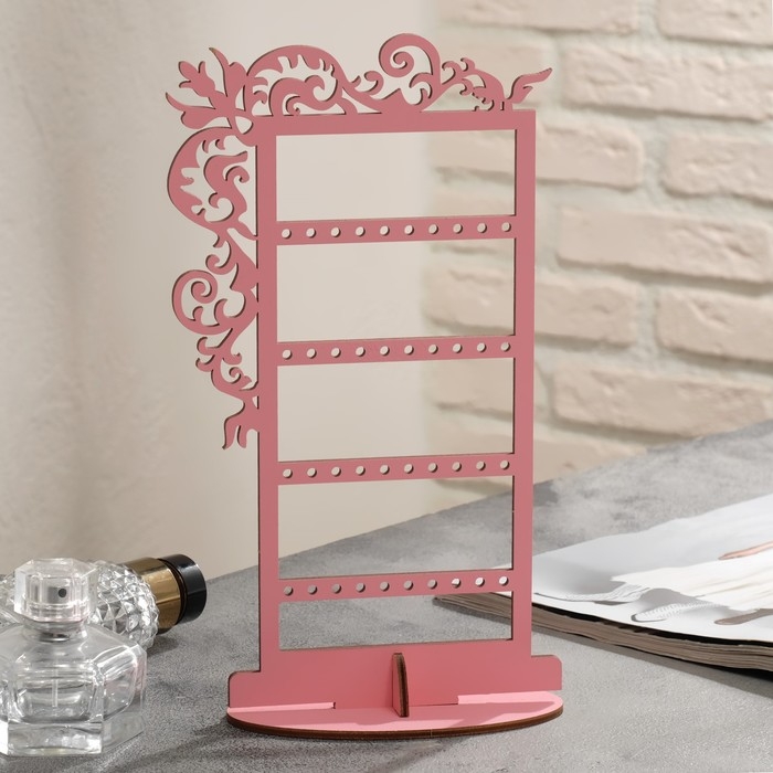 Подставка для украшений «Вензелёк» 14×14×24 см, толщина 3 мм, цвет розовый