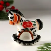 Сувенир Конь качалка, 7х7см, гжель, цвет
