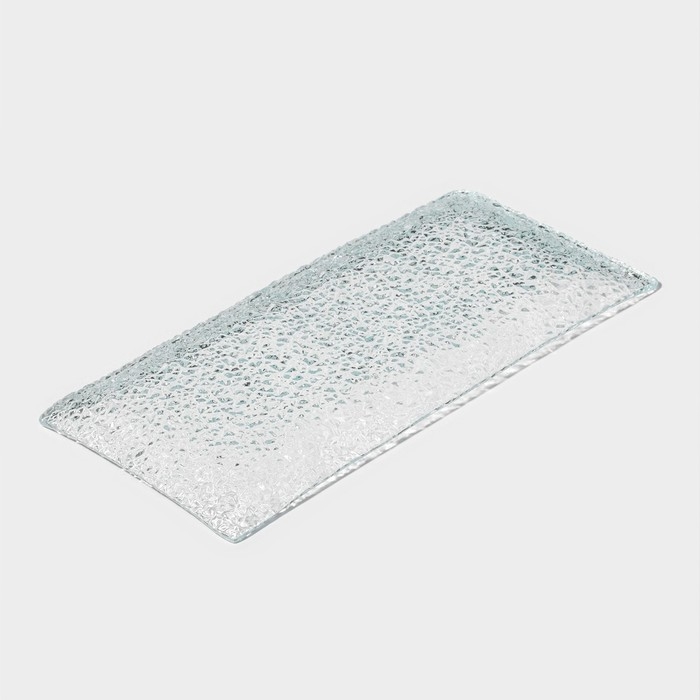 Блюдо стеклянное сервировочное Доляна «Текстура», 19,5×9,5 см, прямоугольное