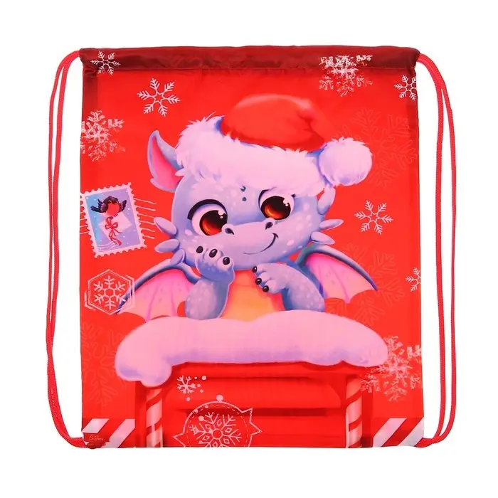 Мешок новогодний под сладости «Почта с драконом», 290×340 мм Мешок новогодний под сладости «Почта с драконом», 290×340 мм