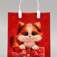 Пакет подарочный &laquo;Котёнок&raquo;, мягкий пластик, 23&times;27 см, 150 мкм