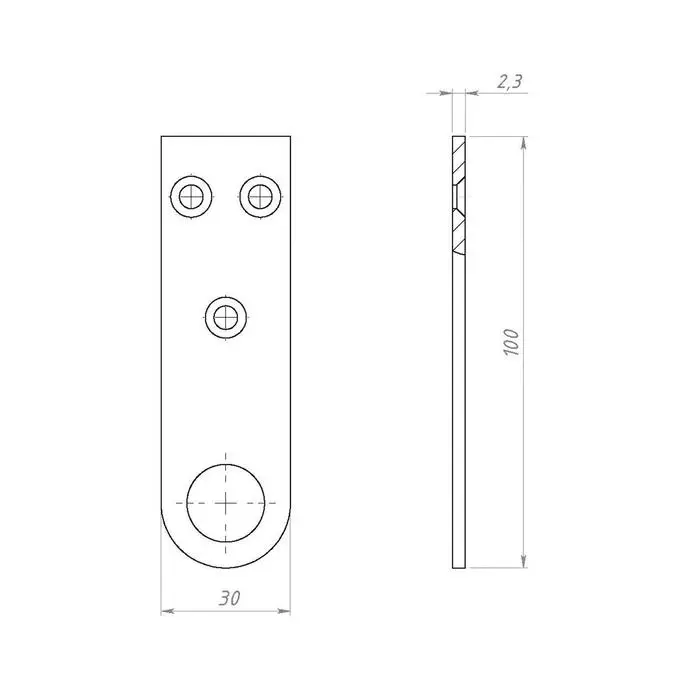 Пробой-ушко ТУНДРА krep, 30х100 мм, цинк, в упаковке 1 шт.