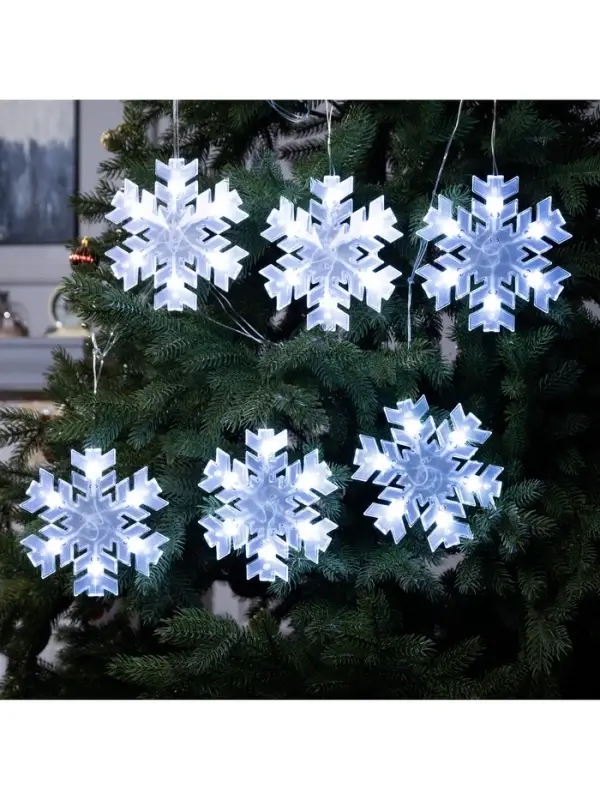 Гирлянда &laquo;Нить&raquo; 2 м с насадками &laquo;Снежинка матовая&raquo;, IP20, прозрачная нить, 36 LED, свечение белое, 220 В